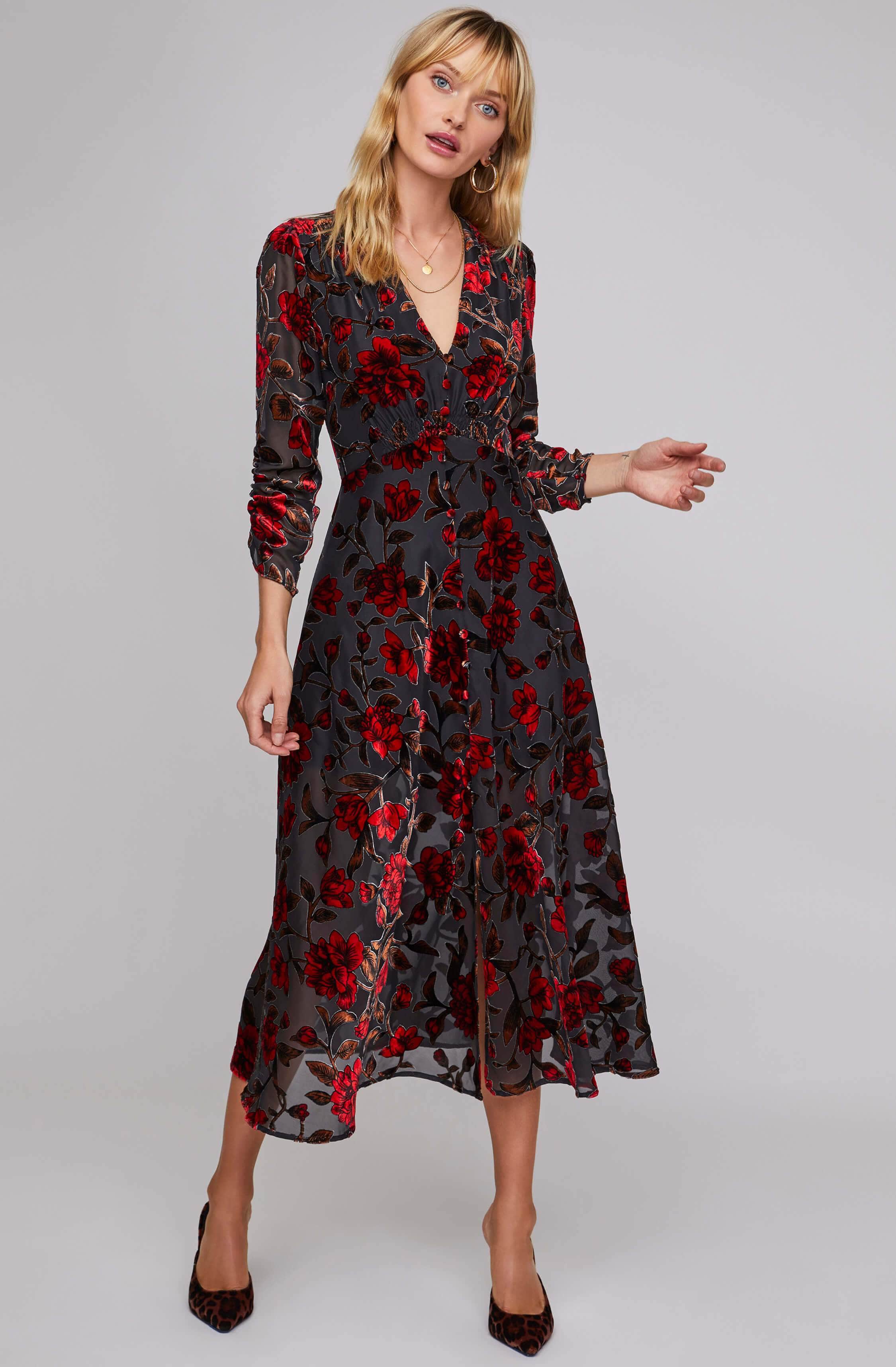 Jalisca Velvet Floral Print Dress ...